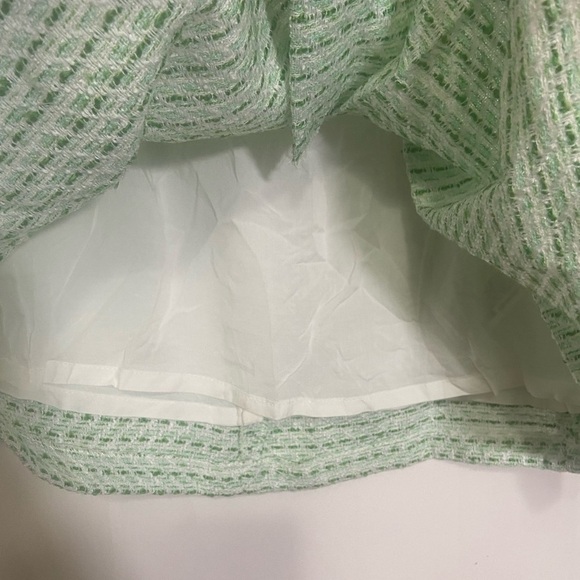 ZARA LIKE NEW pastel green tweed pleated mini skirt preppy academia size XS - Picture 5 of 7
